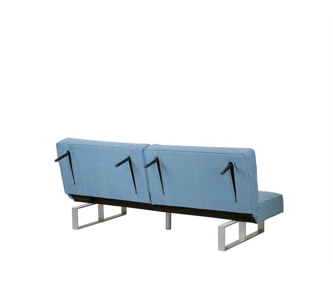 Beliani Sofá-cama Poliéster DUBLIN Azul Claro