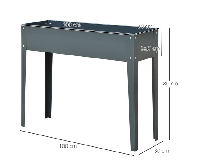 Floreira Metal Outsunny, varanda e jardim - jardinagem Cinza