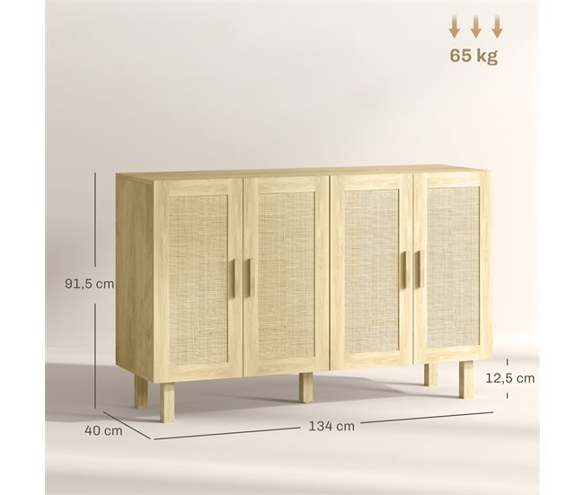 Aparador Melamina de Madeira HOMCOM Castanho