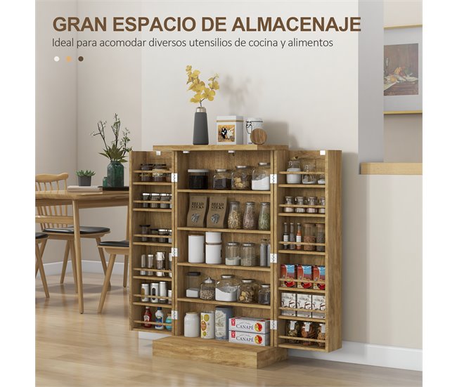 Armário para Cozinha MDF e Vime HOMCOM, casa - cozinha Castanho