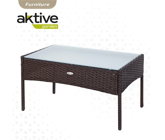 Conjunto de mobiliário de terraço Aktive, poltronas, sofá e mesa de rotim Preto
