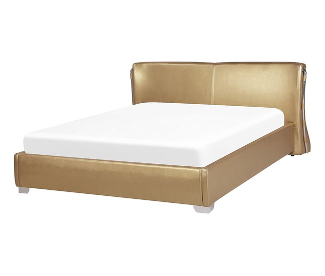 Beliani Cama de água Pele PARIS 175x228 Dourado