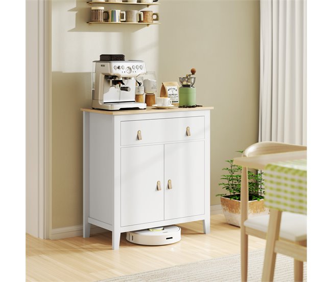 Aparador Melamina de Madeira HOMCOM Branco