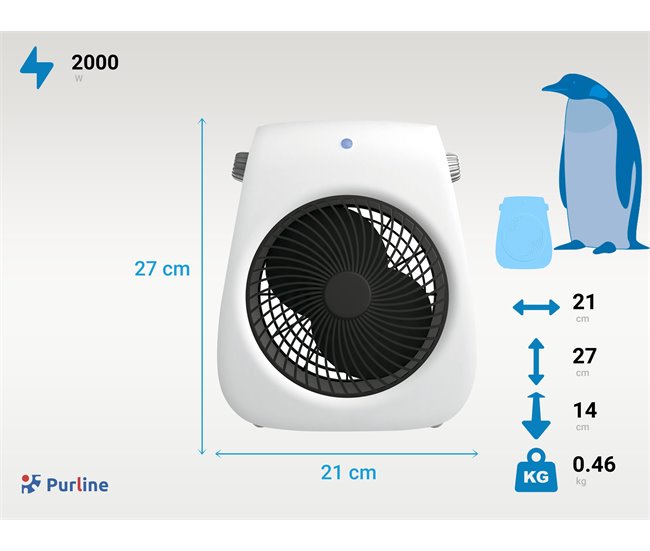 Aquecedor de piso vertical 2000W Branco