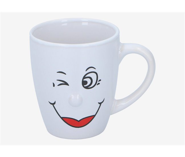 Caneca SONRISAS sortido 300ml material de grés Branco