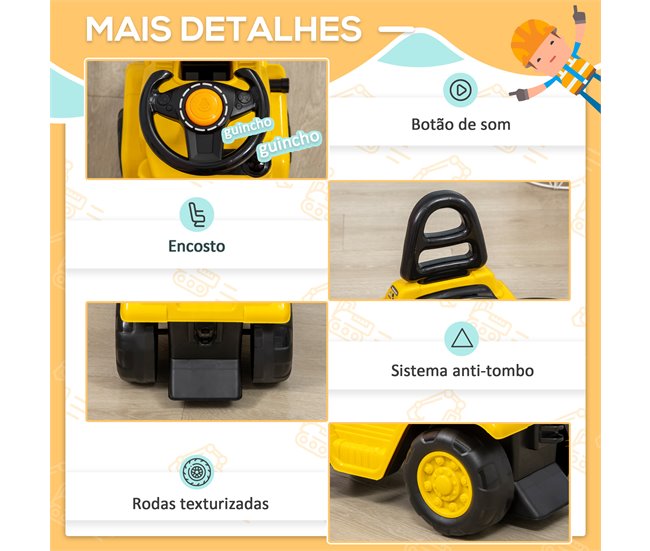 Carro Andador Empilhadeira PP e ABS HOMCOM Amarelo
