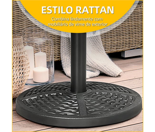 Base de Chapéu de Sol HDPE, metal, cimento Outsunny Preto
