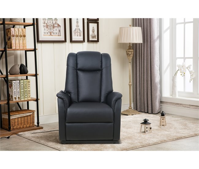 Poltrona relax elétrica pele sintética MAX Preto