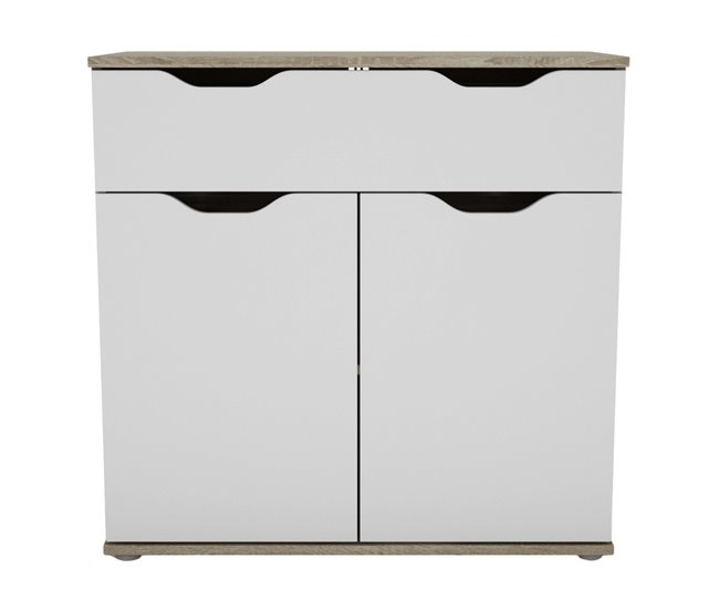 Aparador Parc para Sala com 2 Portas, 1 Gaveta e Prateleira Branco/ Madeira