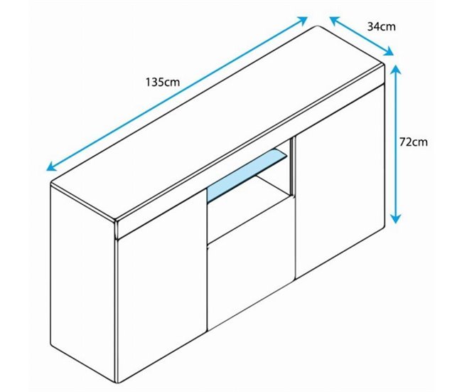 Aparador Sala de estar e jantar 3 portas LED Sefora 135 Branco