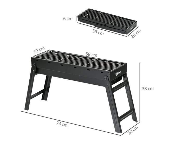 Barbecue a Carvão Metal Outsunny Preto