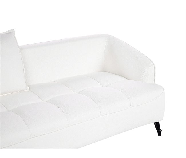 Beliani Sofá de 3 lugares Bouclé HOBRO Branco