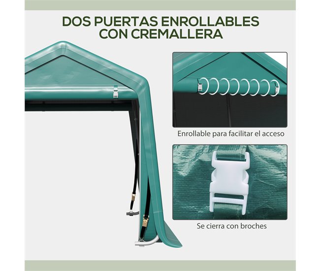 Abrigo de Exterior Metal e Tecido PE Outsunny Verde