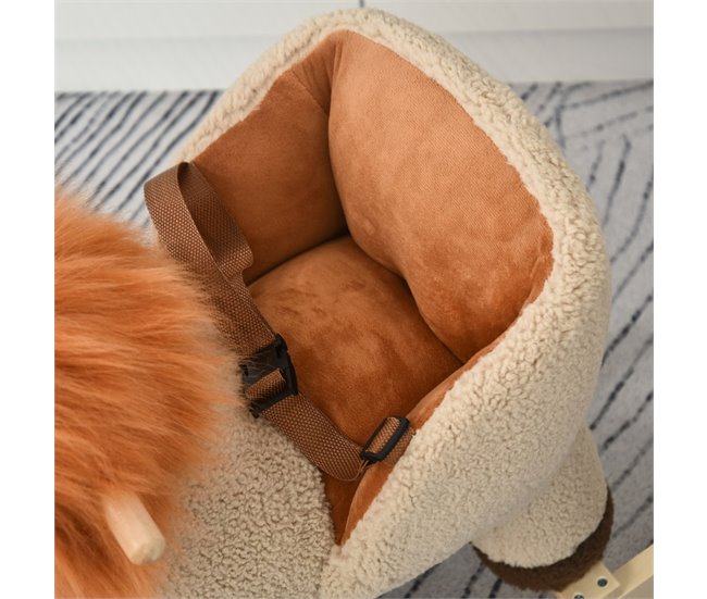 Baloiço para Bebé Madeira de Álamo, Metal e Pelúcia HOMCOM Castanho