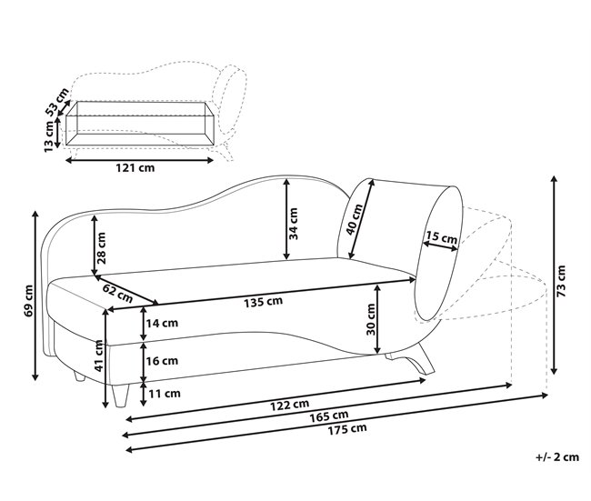 Beliani Chaise longue à direita Linho sintético MERI Azul