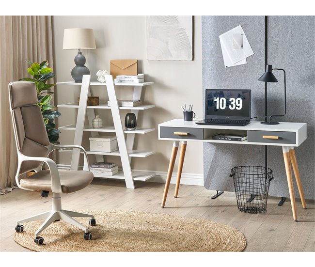 Beliani Conjunto de escritório ESCALANTE/FRISCO 120x50 Cinza Escuro