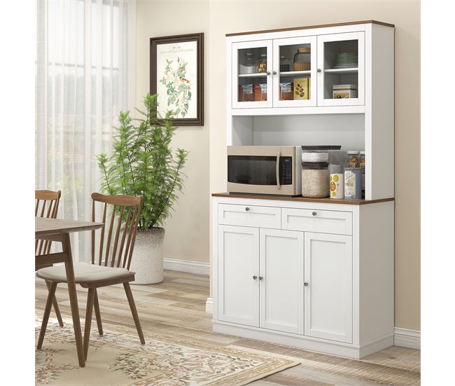Armário de Cozinha MDF e Melamina de Madeira HOMCOM Branco