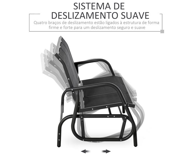 Banco de Balanço metal, tecido textilene Outsunny Preto
