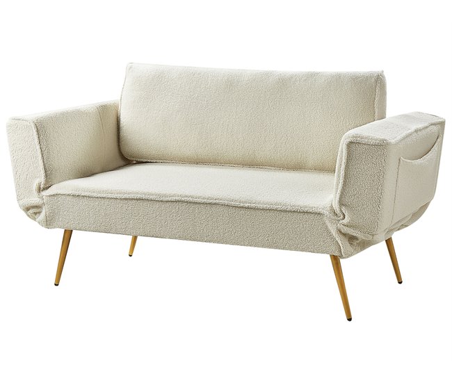 Beliani Sofá-cama Bouclé SAARELA Creme