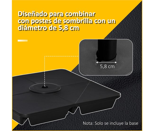 Base para Chapéu de Sol com 4 Peças PP Outsunny 89x89 Preto