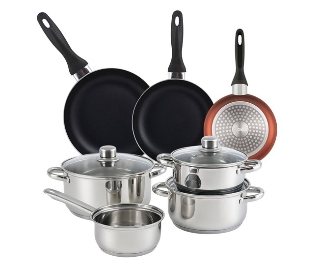 Conjunto de panelas Well Home 7 peças + 3 panelas Cinza