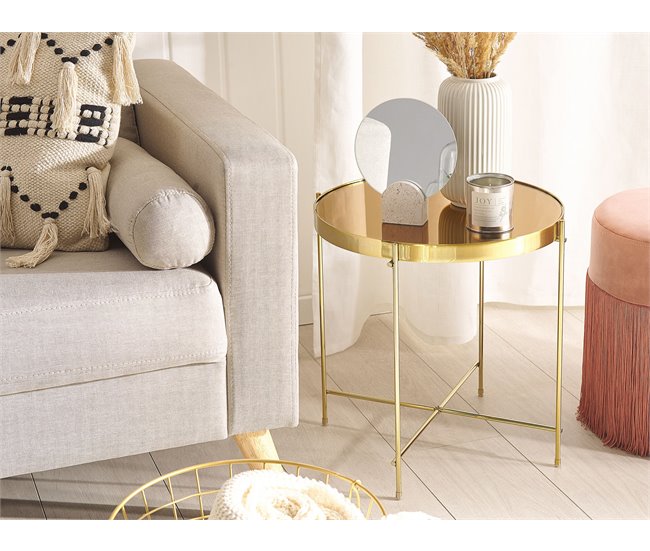 Beliani Mesa auxiliar LUCEA 40x40 Dourado