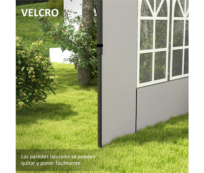 2 Paredes Laterais para Tendas PE e PVC Outsunny 293x193 Branco