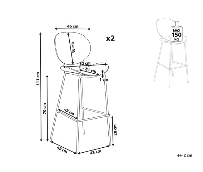 Beliani Silla de bar SHONTO Branco