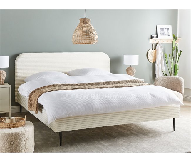Beliani Cama Bombazine FLAYAT 193x215 Branco