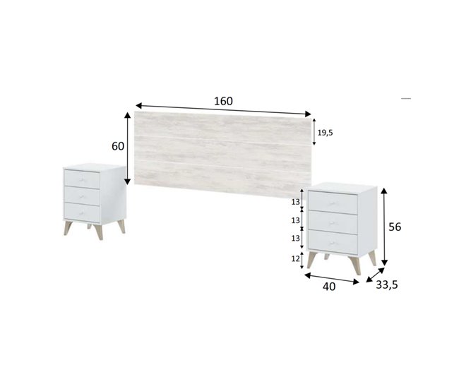 Conjunto de quarto duplo estilo nórdico Branco