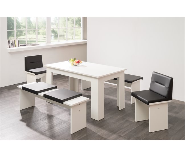 Conjunto mesa com 2 bancos CITY Branco