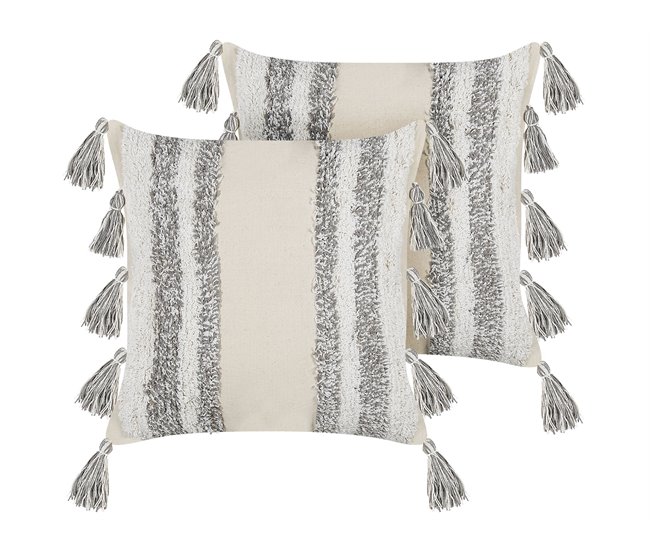 Beliani Almofada decorativa HELICONIA 45x45 Cinza