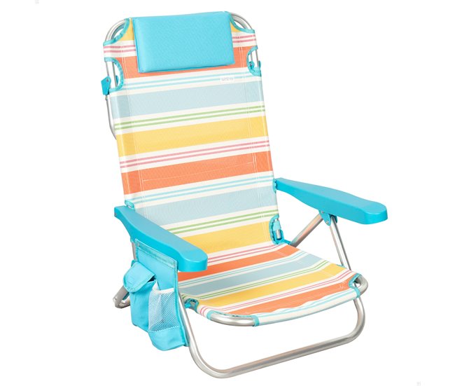 Aktive Cadeira de praia dobrável, alumínio, 5 posições e bolso Multicor
