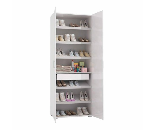 Armário multiuso com 2 portas com efeito madeira 72 Branco