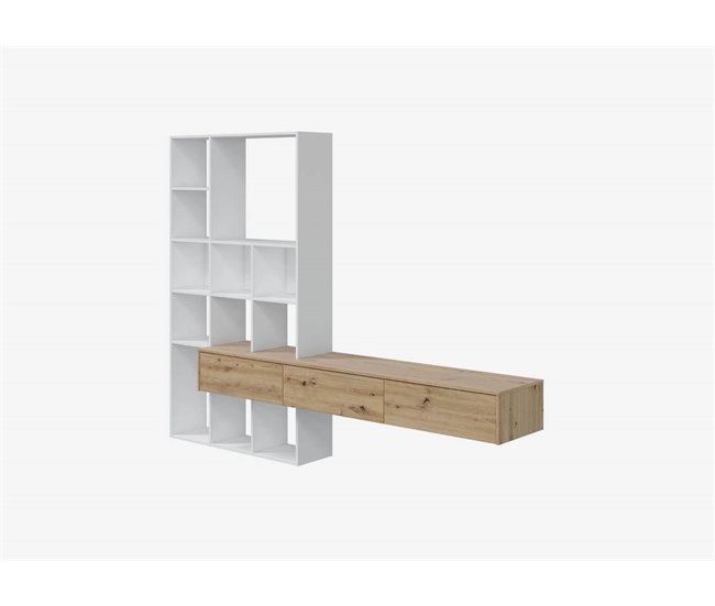 Compacto de TV LIFE 226 cm branco/ carvalho Branco/ Madeira