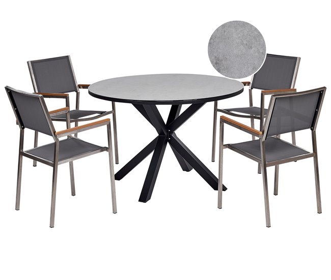 Beliani Conjunto de refeição MALETTO/GROSSETO Cinza