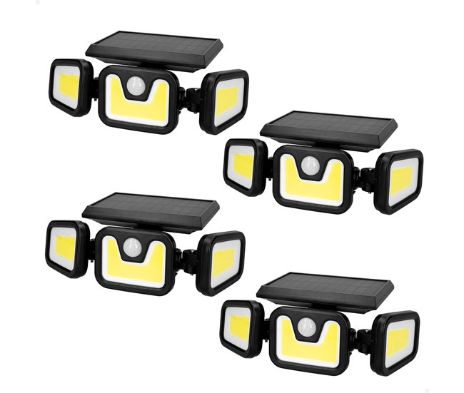 Aktive Pack 4 apliques solares LED com sensor de movimento Preto