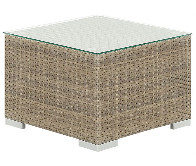 Beliani Conjunto lounge Ratan sintético MAESTRO Branco/ Bege