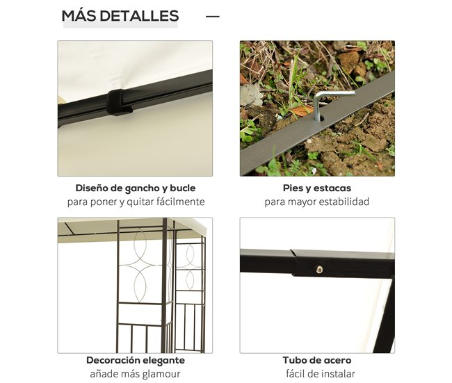 Pérgola de Exterior Aço e Poliéster Outsunny 295x392 Bege