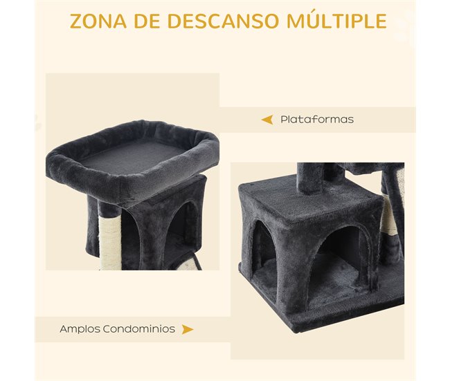 Arranhador para Gatos Aglomerado de Madeira e Sisal PawHut Cinza