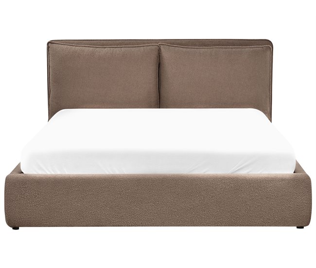 Beliani Cama baú Bouclé BAJONNA 184x235 Cinza