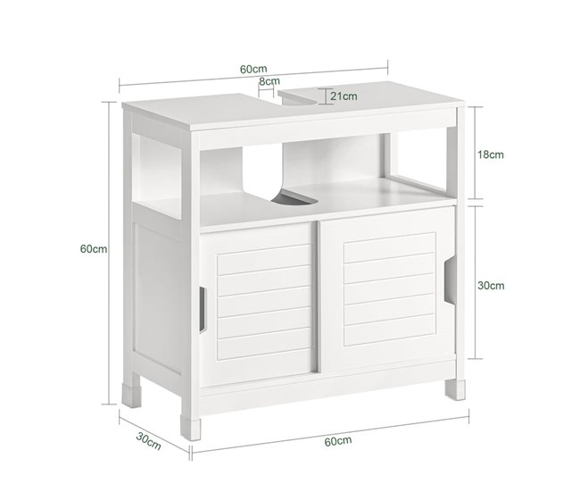 Armário debaixo do lavatório FRG128-SG SoBuy 60 Branco
