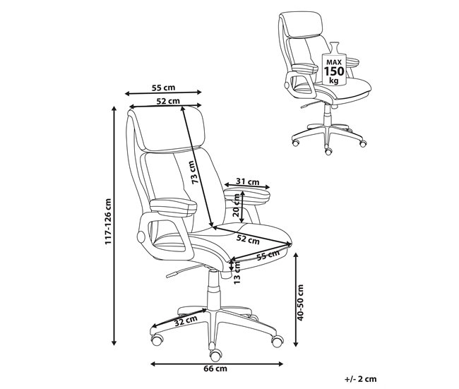 Beliani Cadeira executiva DIRECTOR Preto