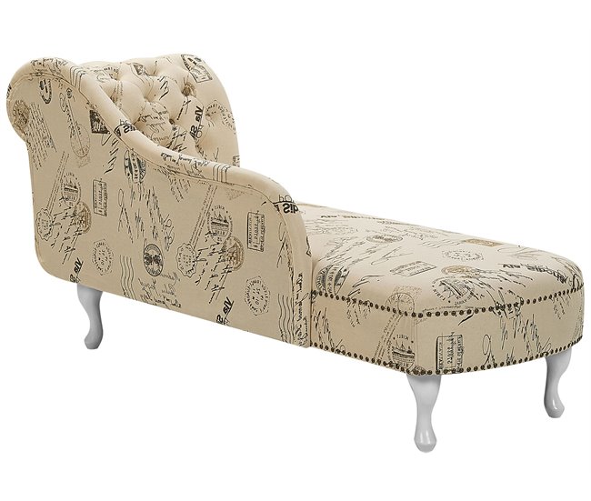 Beliani Chaise longue derecho Poliéster NIMES Bege