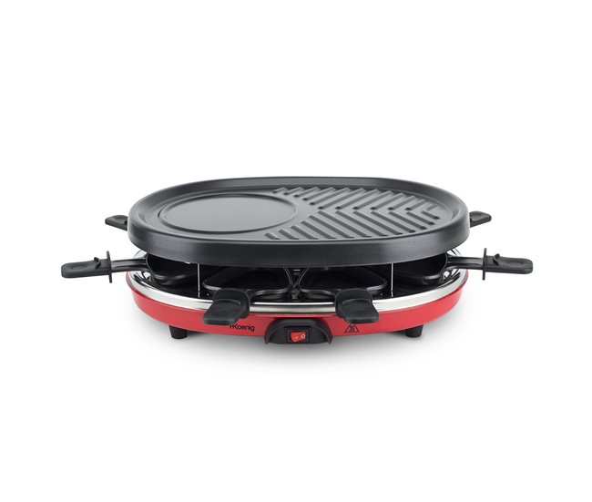 Grelhador Raclette 8 pessoas 4 em 1 Rp412 H.koenig Preto/ Vermelho