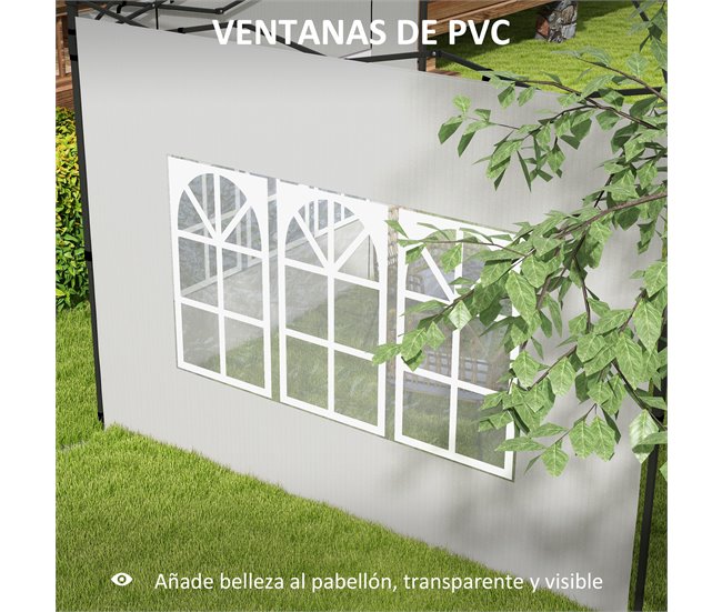 2 Paredes Laterais para Tendas PE e PVC Outsunny 293x193 Branco
