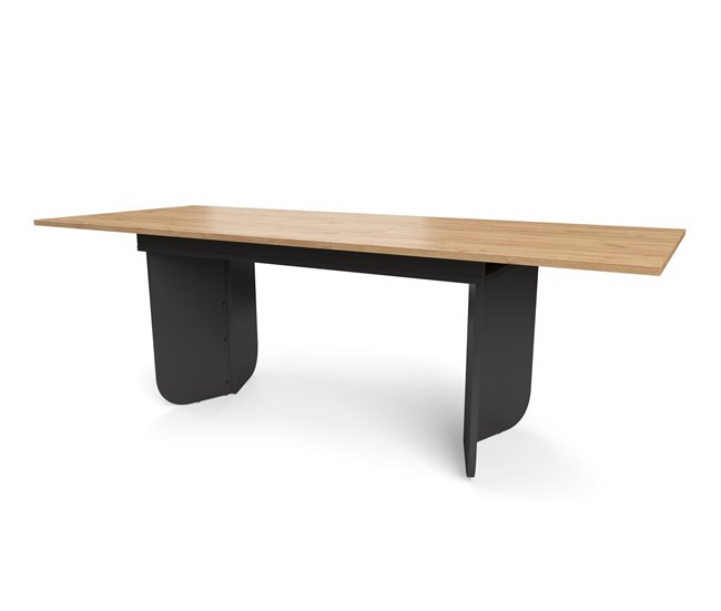 Mesa de jantar extensível ARUBA Preto/ Madeira