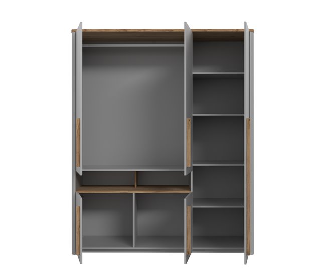 Roupeiro SURFINO portas batentes 158x194cm cinza Cinza
