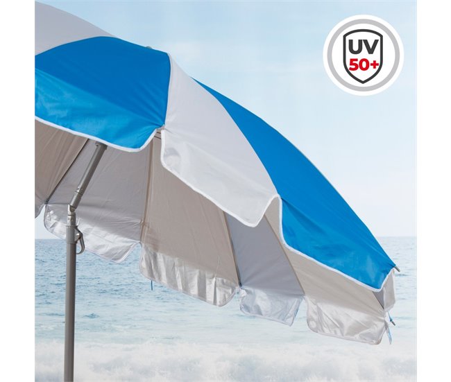 Aktive Guarda-sol grande  wister inclinável UV50 c/capa Branco/ Azul