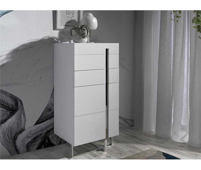 ANGEL CERDA Chiffonier branco e aço cromado Branco